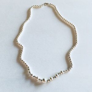 Sterling Silver Ball Beads Chain Necklace 18”